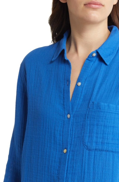 Shop Rails Ellis Organic Cotton Button-up Shirt In Cobalt