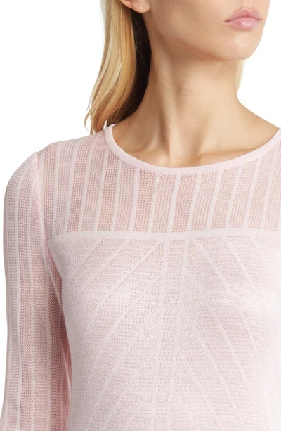Shop Misook Geometric Pleated Long Sleeve Dress In Rose Petal
