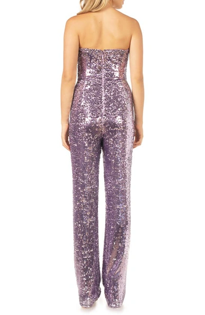 Dress The Population Andy Sequin Strapless Jumpsuit In Lavender Multi