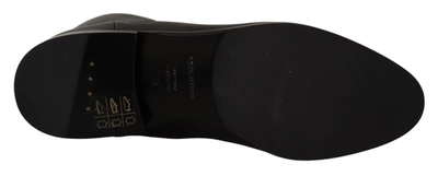 Shop Dolce & Gabbana Black Leather Flats Logo Short Boots Women's Shoes