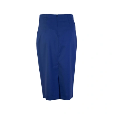 Shop Lardini Blue Pencil Skirt In Women's Wool