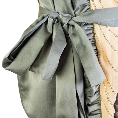 Shop Lardini Grey Silk Embellished Ruffled Women's Top
