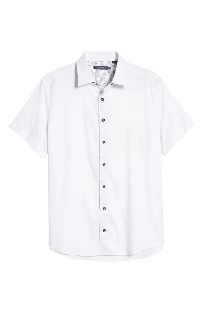 Shop Stone Rose Stretch Short Sleeve Button-up Shirt In White