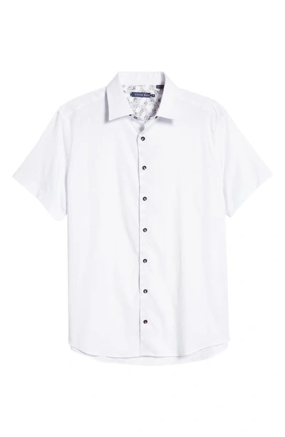 Stone Rose Stretch Short Sleeve Button-up Shirt In White