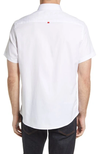 Stone Rose Stretch Short Sleeve Button-up Shirt In White