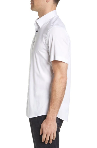 Stone Rose Stretch Short Sleeve Button-up Shirt In White