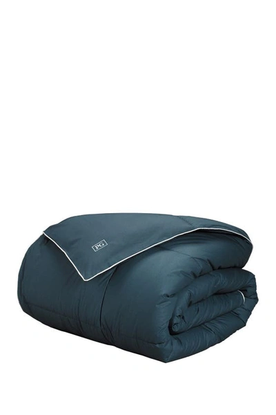 Shop Pg Goods All Season Gel Fiber Down-alternative Comforter In Navy/teal With White Cord