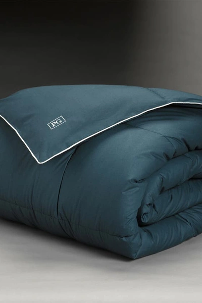 Shop Pg Goods All Season Gel Fiber Down-alternative Comforter In Navy/teal With White Cord