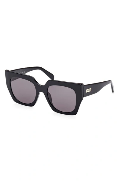 Shop Emilio Pucci 52mm Square Sunglasses In Shiny Black / Smoke