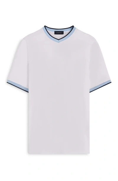 Shop Bugatchi Tipped V-neck Cotton T-shirt In White
