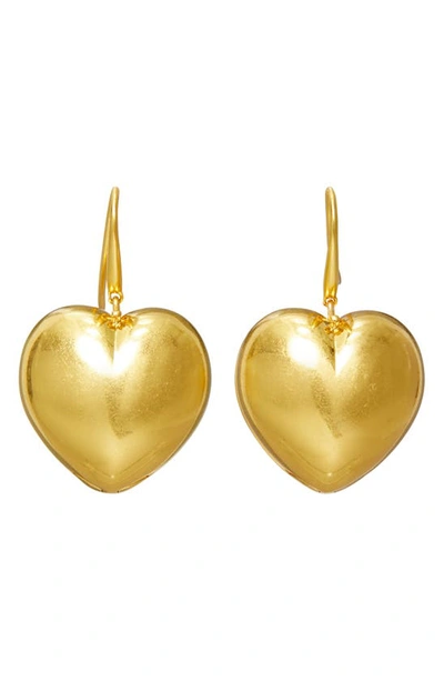 Tory Burch Women's Heart Locket 18k Gold-plated & Crystal Earrings In Rolled Brass