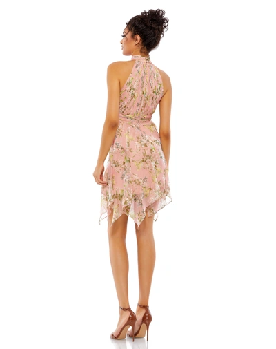 Shop Mac Duggal Pleated Halter Neck Floral Dress In Pink Multi