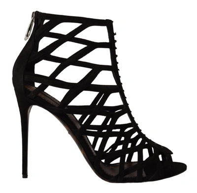 Shop Dolce & Gabbana Black Suede Stiletto Heels Bette Sandals Women's Shoes