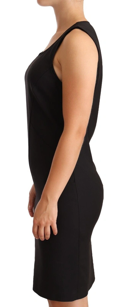 Shop Patrizia Pepe Black Cotton Blend Sleeveless Knee Length Sheath Women's Dress