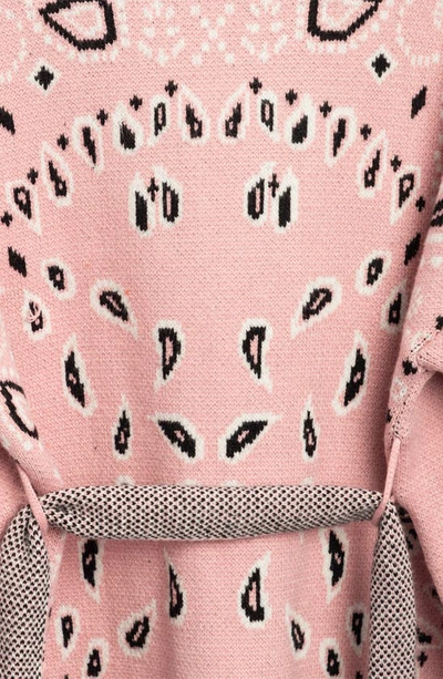 Shop Saachi Bandana Print Fringe Cardigan In Pink