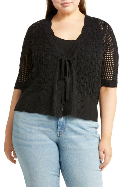 Shop By Design Faith Crochet Cardigan In Black