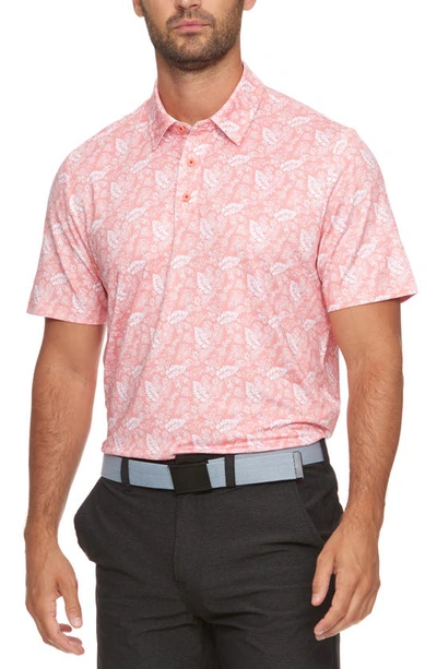 Shop Flag And Anthem Queensbury Tropical Print Performance Polo In Coral Combo