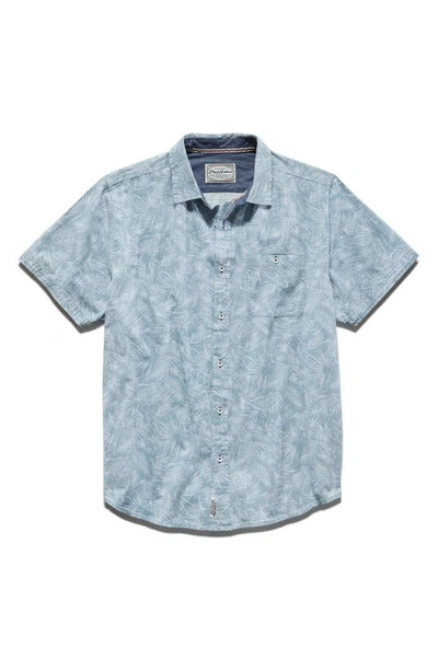 Shop Flag And Anthem Otis Palm Print Cotton Button-up Shirt In Light Blue