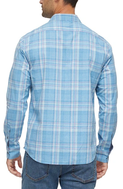 Shop Flag And Anthem Rogers Plaid Single Pocket Button-up Shirt In Blue/ Pink