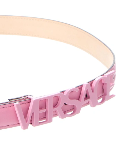 Shop Versace Logo Leather Belt In Pink