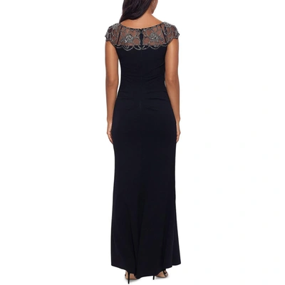 Shop Xscape Womens Embellished Illusion Evening Dress In Black