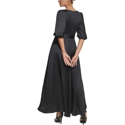 Shop Dkny Womens Satin Belted Maxi Dress In Black
