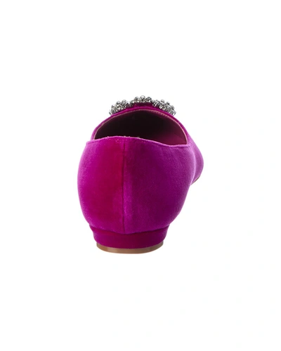 Manolo Blahnik Hangisi Velvet Flat In Purple