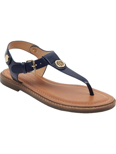 Shop Tommy Hilfiger Womens Thong Flat T-strap Sandals In Blue