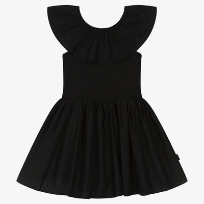 Shop Molo Girls Black Ruffle Cotton Dress