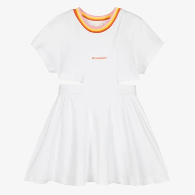 Shop Givenchy Girls White Cotton Jersey Logo Dress