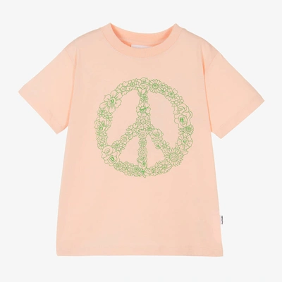 Shop Molo Girls Pale Pink Cotton Peace T-shirt