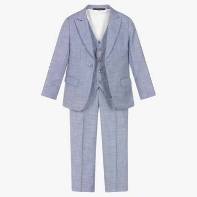 Shop Romano Boys Blue Twill Suit