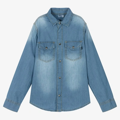 Shop Ido Junior Blue Cotton Chambray Shirt