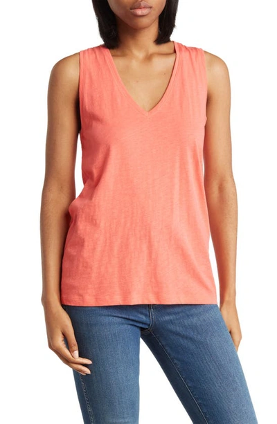 Shop Madewell V-neck Cotton Tank In Sundrenched Tulip