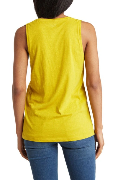 Shop Madewell V-neck Cotton Tank In Gilded Chartreuse