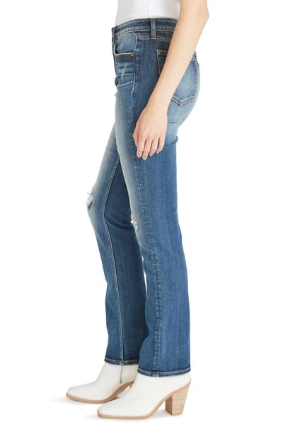 A V Denim Ace Destroyed High Waist Straight Leg Jeans In Medium Was