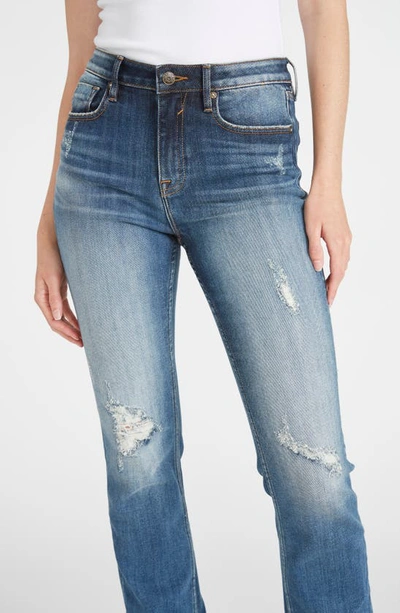 A V Denim Ace Destroyed High Waist Straight Leg Jeans In Medium Was