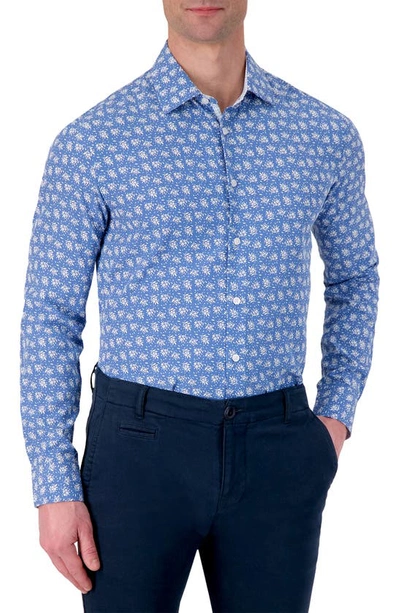 Shop Report Collection Slim Fit Floral Performance Dress Shirt In 41 Navy