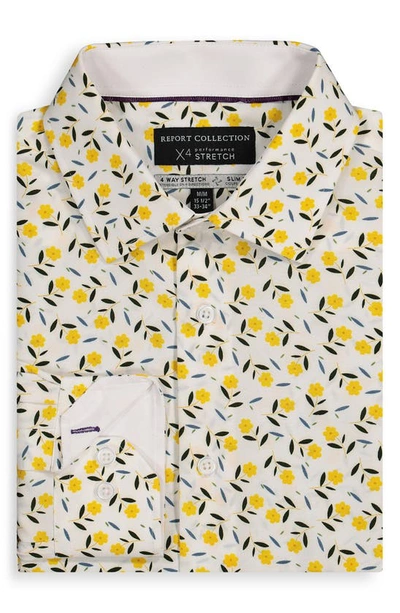 Shop Report Collection Slim Fit Floral Performance Dress Shirt In 01 White