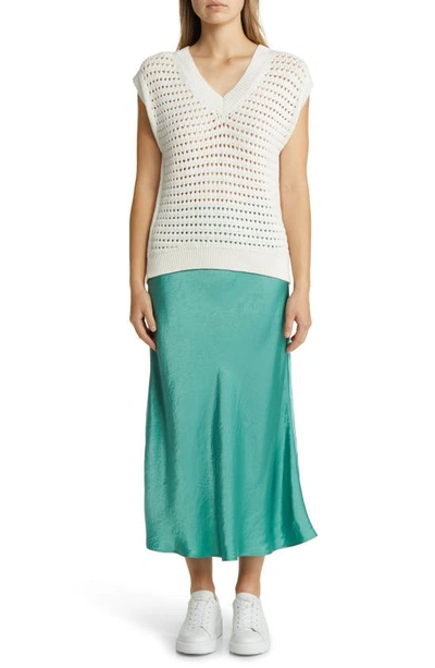 Shop Max Mara Blando Satin Midi Skirt In Turquoise