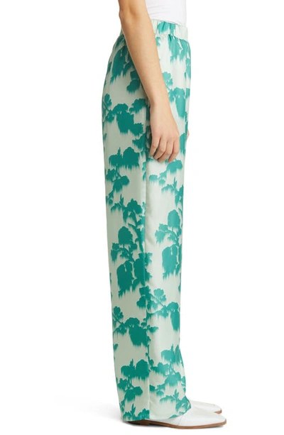 Shop Max Mara Tenzone Abstract Floral Wide Leg Silk Pants In Pastel Green