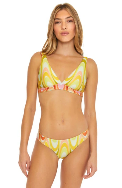 Shop Becca Whirlpool Reversible Bikini Top In Orange/ Yellow Multi