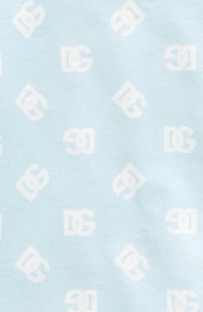 Shop Dolce & Gabbana Logo Print Cotton Romper In Light Blue