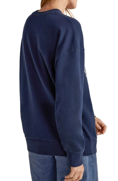 Shop Favorite Daughter Collegiate Cotton Graphic Sweatshirt In Navy