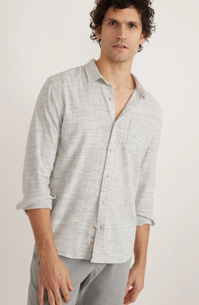 Shop Marine Layer Stripe Stretch Cotton Button-up Shirt In Natural/ Black Stripe