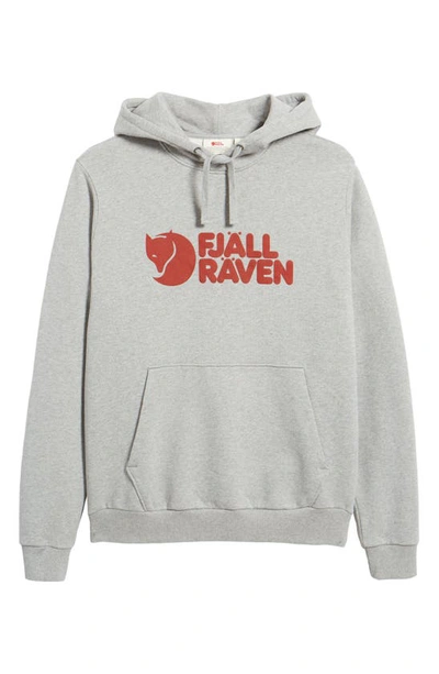 Shop Fjall Raven Logo Organic Cotton Graphic Hoodie In Grey - Melange