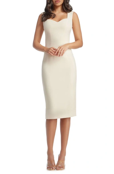 Shop Dress The Population Elle Sweetheart Neck Sheath Midi Dress In Cream