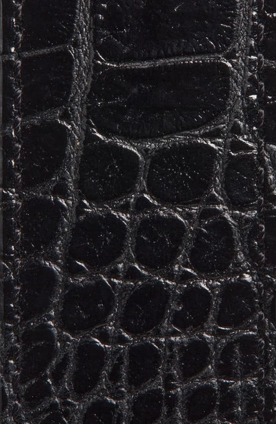 Shop Tom Ford Double T Croc Embossed Calfskin Leather Belt In Black