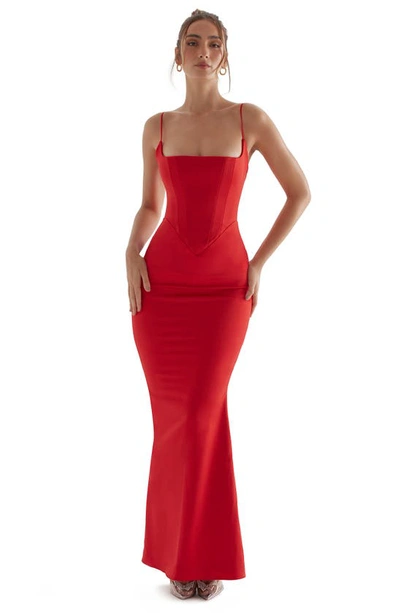 Shop House Of Cb Olivette Corset Maxi Dress In Red Rose