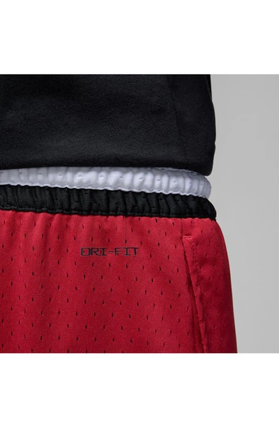 Shop Jordan Dri-fit Essential Diamond Mesh Basketball Shorts In Gym Red/ Black
